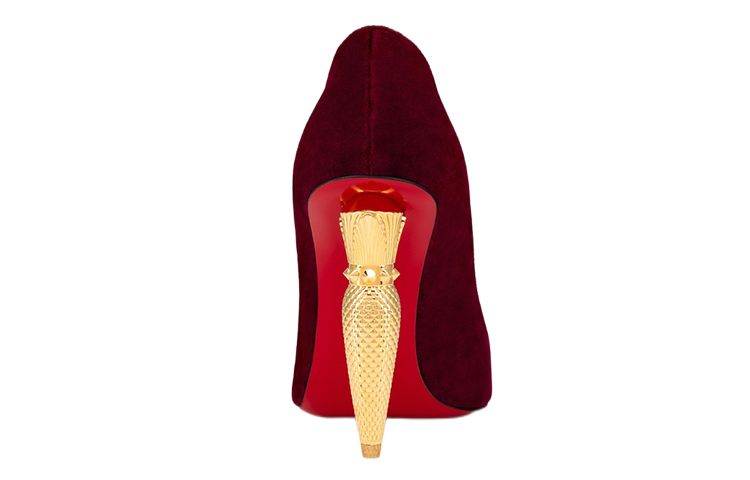 (W) Christian Louboutin CL Velvet Pointed Toe Block Heel 'Red' 圖 4
