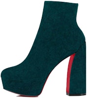 (Women) Christian Louboutin CL Velvet Zip Block Heel Ankle Boot 'Deep Green' 1220453E287 (Women) Christian Louboutin CL Velvet Zip Block Heel Ankle Boot 'Deep Green' 1220453E287