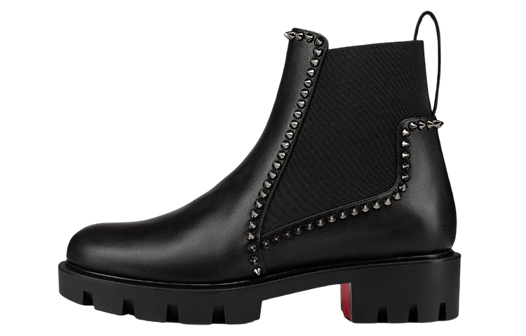 (Women) Christian Louboutin CL x Calfskin Studded Ankle Chelsea Boot 'Black' 3221092BK01