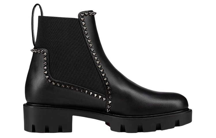 (W) Christian Louboutin CL Calfskin Studded Ankle Chelsea Boot 'Black' 圖 2