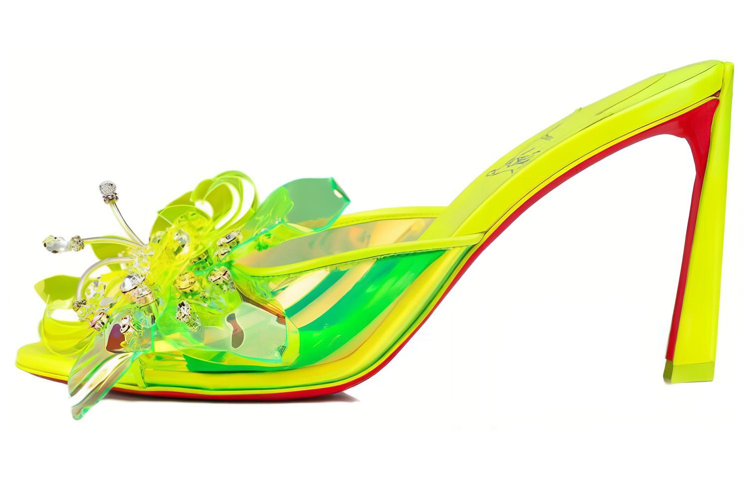 (Women) Christian Louboutin CL x Louboutin Comfort Easy-Match Slide Sandals 'Fluorescent Yellow' 1230902Y324