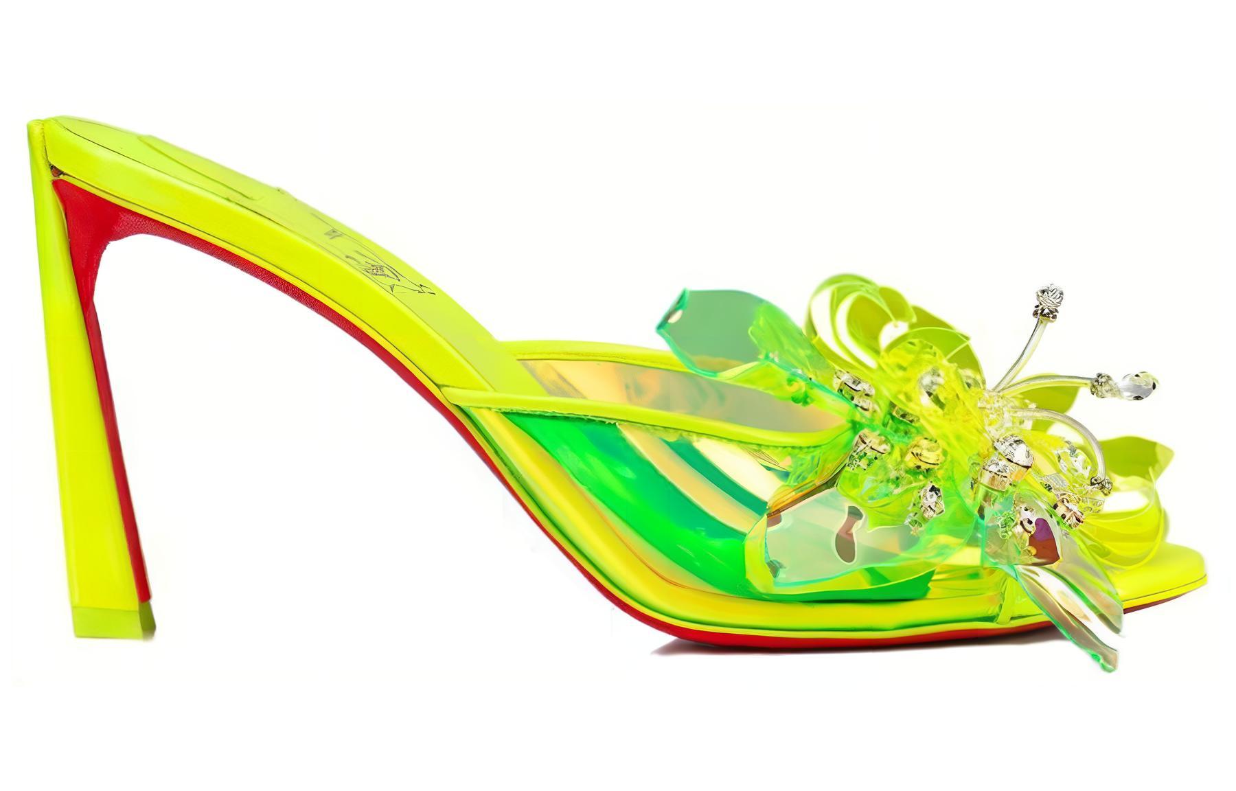 Order (Women) Christian Louboutin CL x Louboutin Comfort Easy-Match Slide Sandals 'Fluorescent Yellow' 1230902Y324