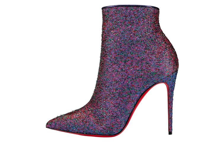 (Women) Christian Louboutin CL x Louboutin Satin Pointed Toe Ankle Boot 10cm 'Purple' 1230082M024