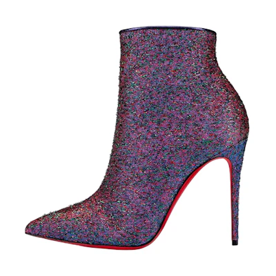 (W) Christian Louboutin CL Louboutin Satin Pointed Toe Ankle Boot 10cm 'Purple'