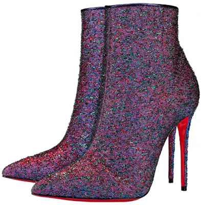 CL 路鉑廷 綢緞 尖頭 短靴 10cm 女款 紫色 Lookbook CL 路鉑廷 綢緞 尖頭 短靴 10cm 女款 紫色