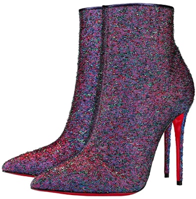 CL 路鉑廷 綢緞 尖頭 短靴 10cm 女款 紫色 Lookbook CL 路鉑廷 綢緞 尖頭 短靴 10cm 女款 紫色