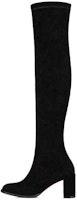(Women) Christian Louboutin CL x Louboutin Velvet Zip Round Toe Block Heel Thigh High Boots 7cm 'Black' 3230745BK01 (Women) Christian Louboutin CL x Louboutin Velvet Zip Round Toe Block Heel Thigh High Boots 7cm 'Black' 3230745BK01