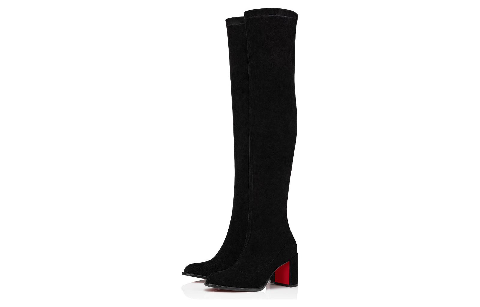 Lookbook (W) Christian Louboutin Velvet Hoge Laarzen met Hak 7cm ''Zwart'' 3230745BK01