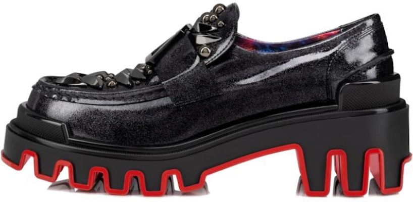 (Women) Christian Louboutin CL x Platini Patent Leather Round Toe Slip-On Platform Loafers 'Black' 32309595569 Buy (Women) Christian Louboutin CL x Platini Patent Leather Round Toe Slip-On Platform Loafers 'Black' 32309595569