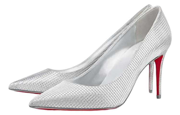 Lookbook CL路鉑廷 Kate 織物 尖頭 細跟 高筒鞋 女款 銀色