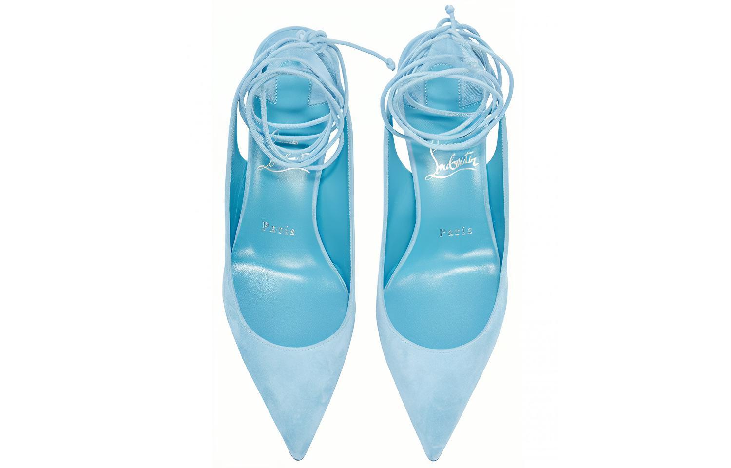 (W) Christian Louboutin CL Platinum Leather Fashion Slide 'Blue Open-Heel' 圖 3