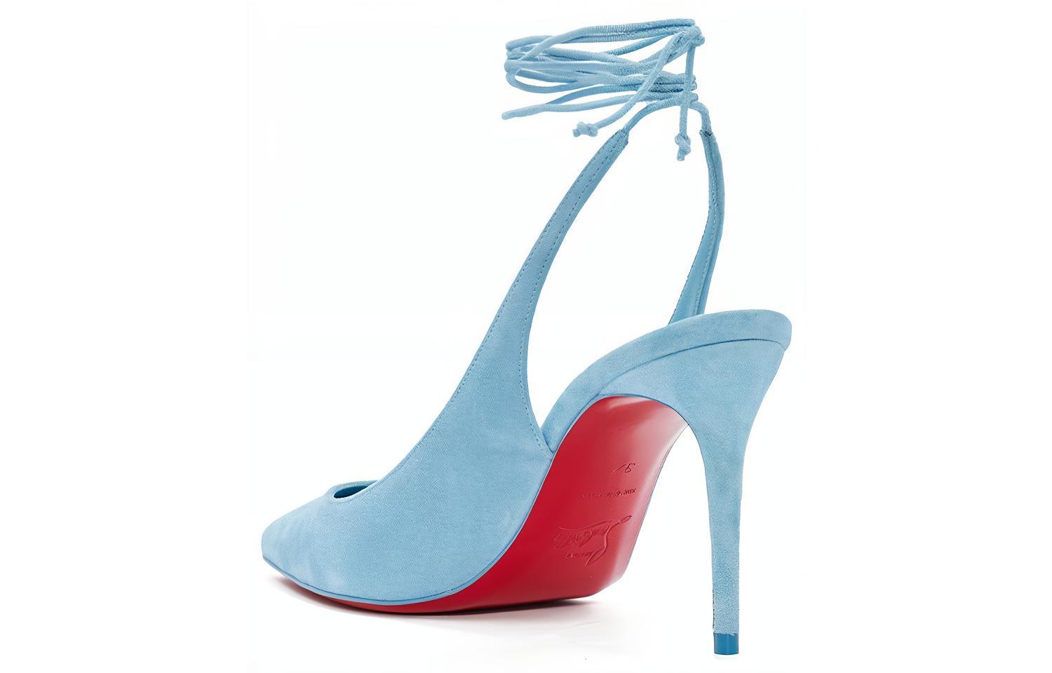 (W) Christian Louboutin CL Platinum Leather Fashion Slide 'Blue Open-Heel' 圖 4