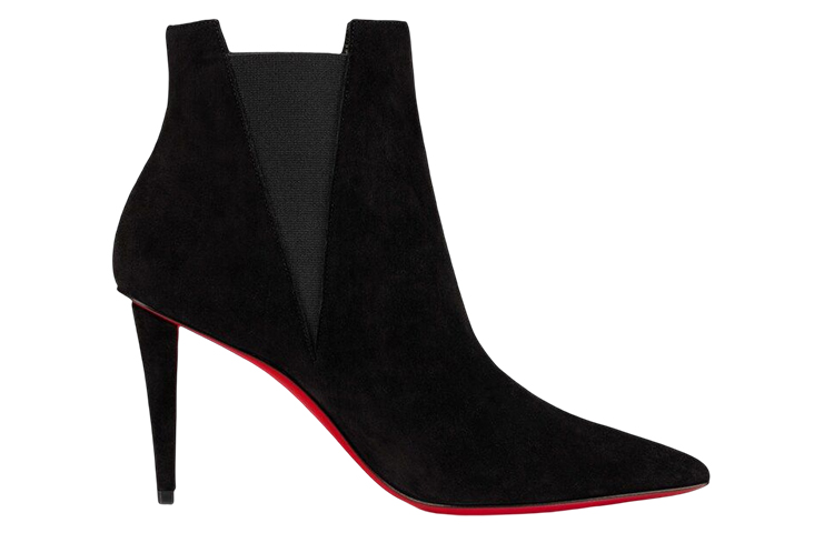 (W) Christian Louboutin CL Road Platinum Suede Pointed Toe Stiletto Ankle Chelsea Boot 'Black' 圖 2