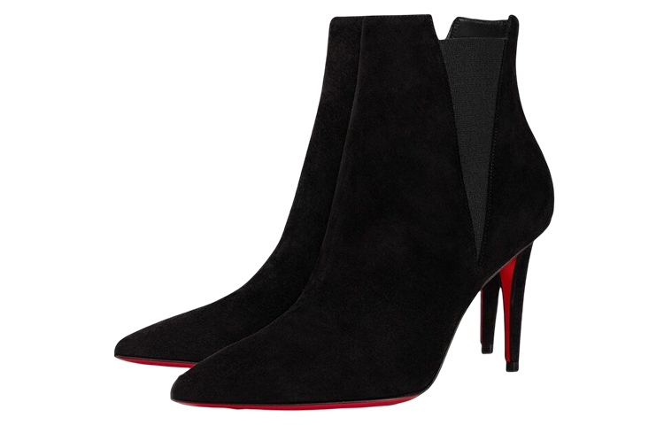 (W) Christian Louboutin CL Road Platinum Suede Pointed Toe Stiletto Ankle Chelsea Boot 'Black' 圖 3