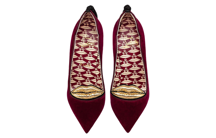 (W) Christian Louboutin CL Ruby Platinum 'Red Velvet Rhinestone Embroidery Stiletto' 圖 4