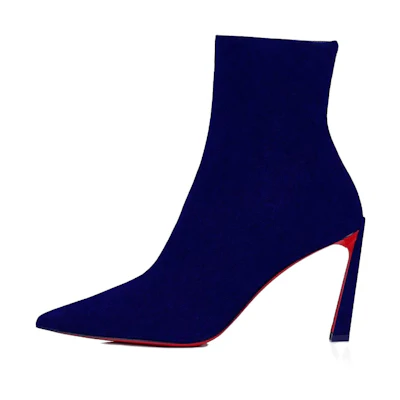 (W) Christian Louboutin CL Suede Zip Pointed-Toe Ankle Boots 'Blue'