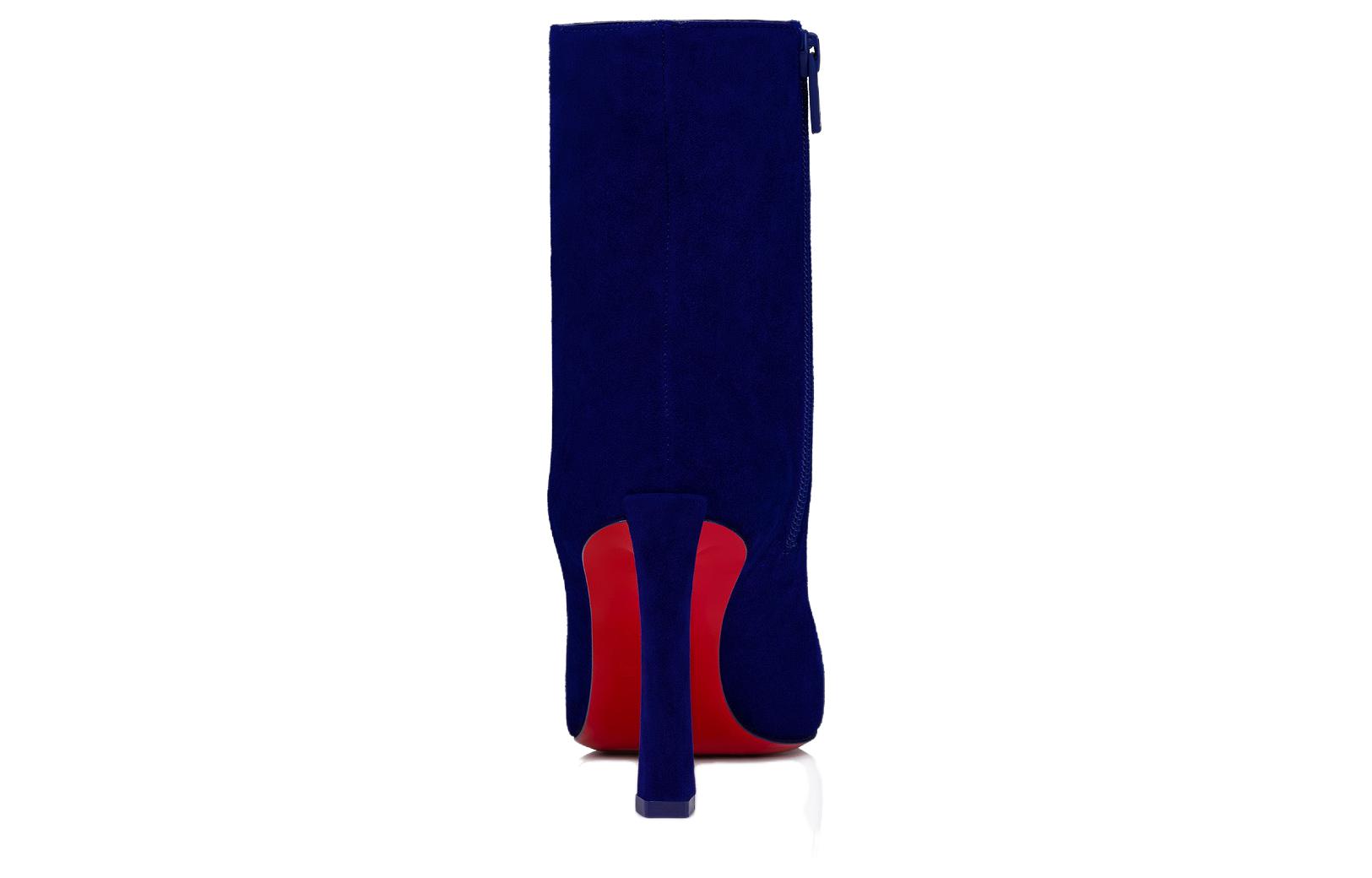(W) Christian Louboutin CL Suede Zip Pointed-Toe Ankle Boots 'Blue' 圖 4