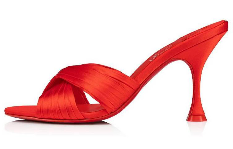 (W) Christian Louboutin Clarks 8.5M 'Red Open-Toe Stiletto Slide Sandals'