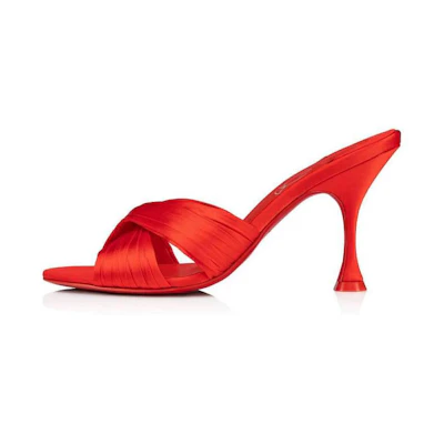 (W) Christian Louboutin Clarks 8.5M 'Red Open-Toe Stiletto Slide Sandals'