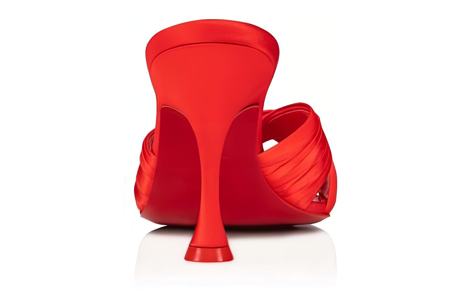 (W) Christian Louboutin Clarks 8.5M 'Red Open-Toe Stiletto Slide Sandals' 圖 3