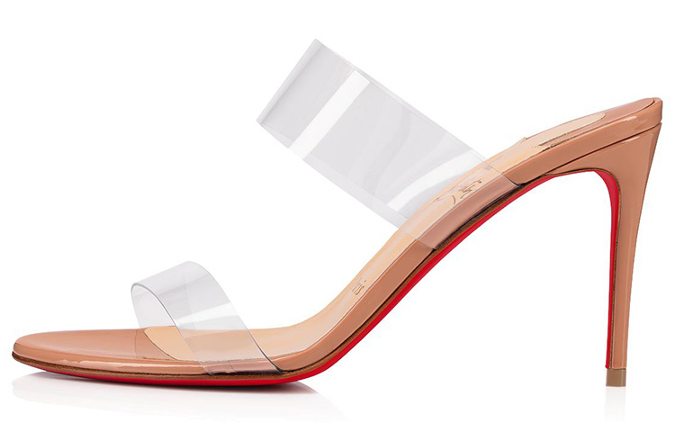 (W) Christian Louboutin Classic Patent High-Heeled Sandals 'Nude'