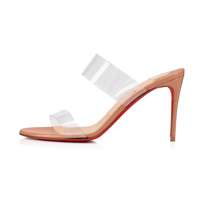 (W) Christian Louboutin Classic Patent High-Heeled Sandals 'Nude'