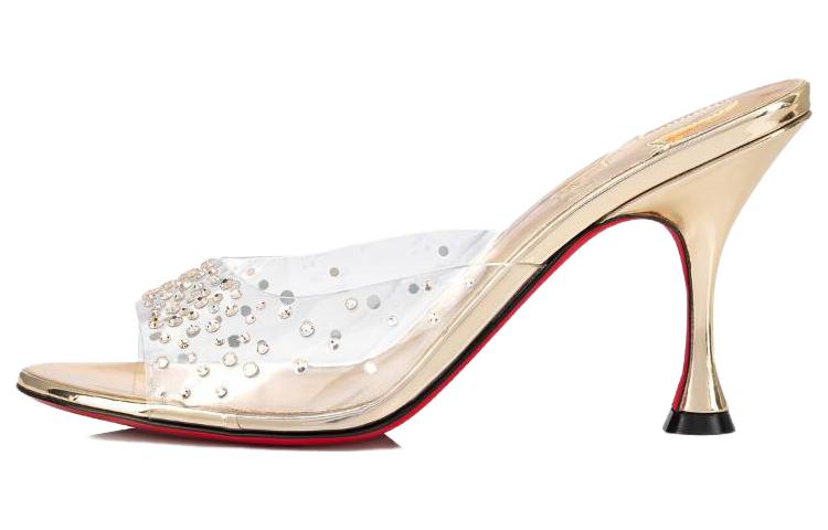 (W) Christian Louboutin CLATIN PVC Slides 'Gold Minimalist'