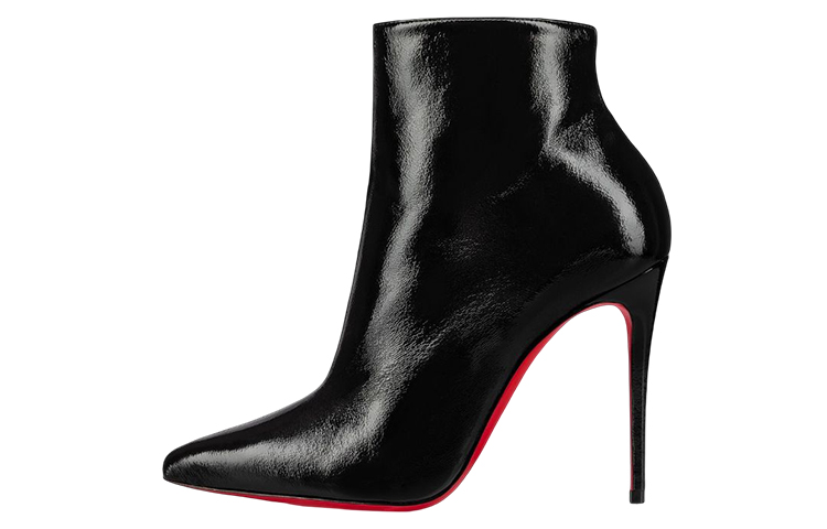 (W) Christian Louboutin CLUB Platinum Leather Pointed-Toe Ankle Boots 'Black'