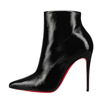 (W) Christian Louboutin CLUB Platinum Leather Pointed-Toe Ankle Boots 'Black'
