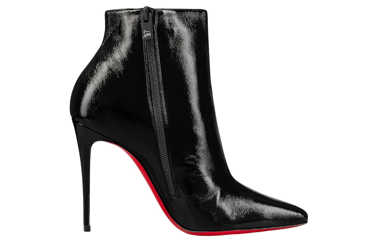 (W) Christian Louboutin CLUB Platinum Leather Pointed-Toe Ankle Boots 'Black' 圖 2