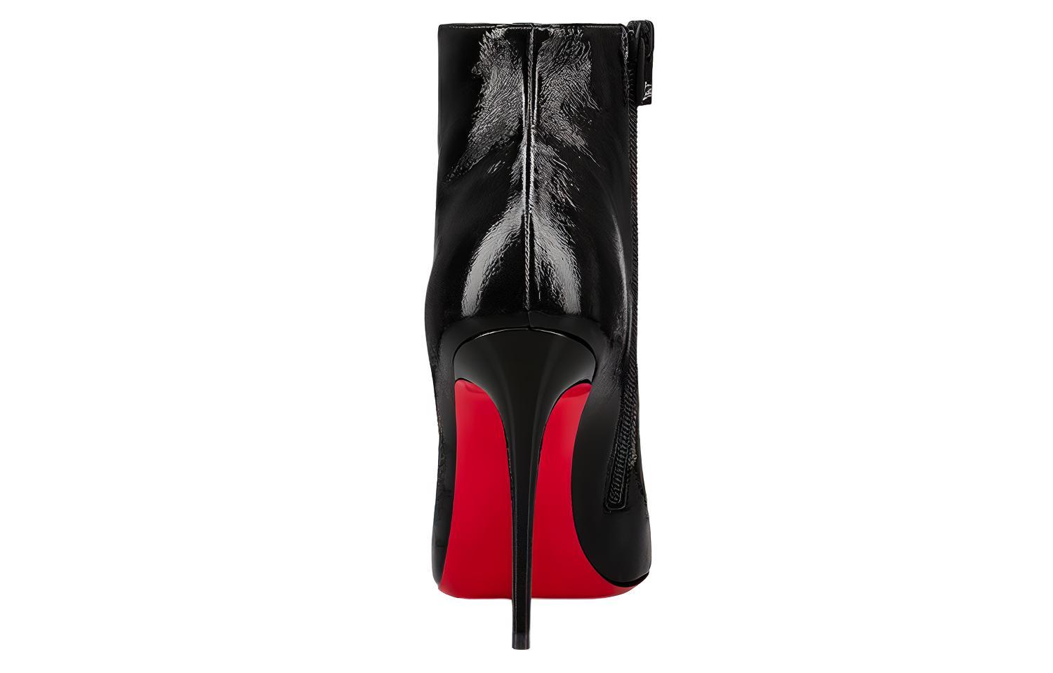 (W) Christian Louboutin CLUB Platinum Leather Pointed-Toe Ankle Boots 'Black' 圖 4