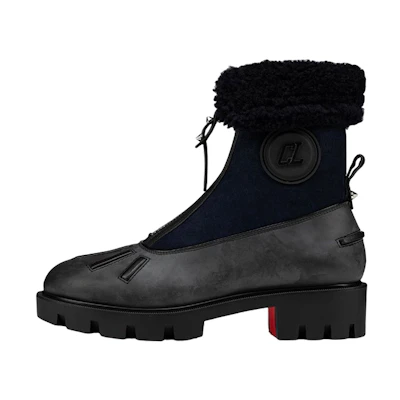 (W) Christian Louboutin CLUB PLATINUM Rubber Logo Ankle Boot 'Black'