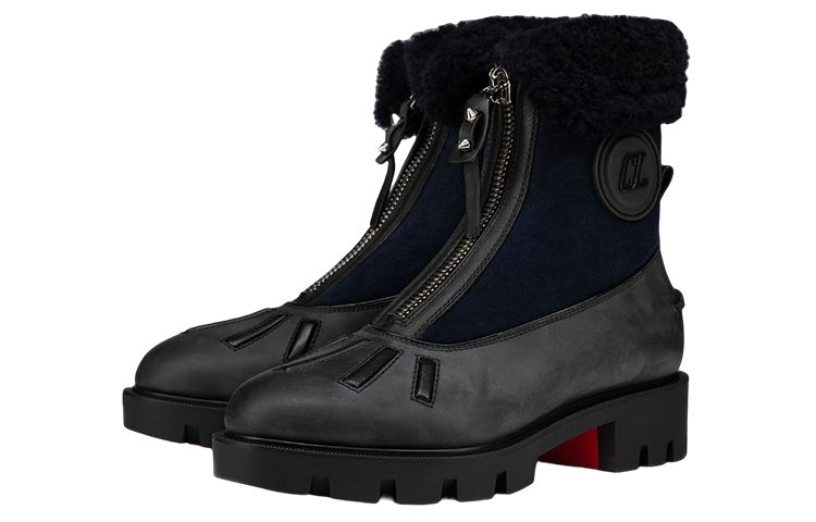 (W) Christian Louboutin CLUB PLATINUM Rubber Logo Ankle Boot 'Black' 圖 3
