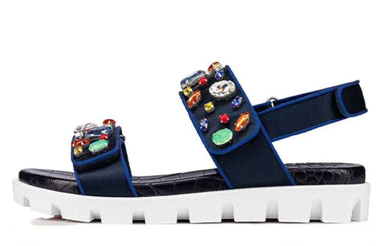 (W) Christian Louboutin Dame Anne Flat 'Dark Blue'