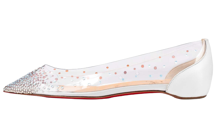 (W) Christian Louboutin Degrastrass 'Ballet Flat White'