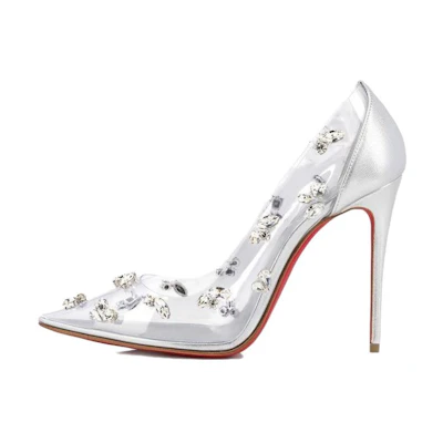 (W) Christian Louboutin Degrastrass 'Silver Stiletto'