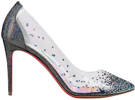 Order (W) Christian Louboutin Degrastrass PVC 'Ujung Kristal Runcing Perak' 3211147J742