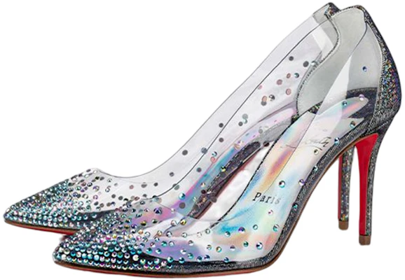 CL路鉑廷 Degrastrass PVC 水晶 尖頭 細跟 高筒鞋 女款 銀色 Lookbook CL路鉑廷 Degrastrass PVC 水晶 尖頭 細跟 高筒鞋 女款 銀色