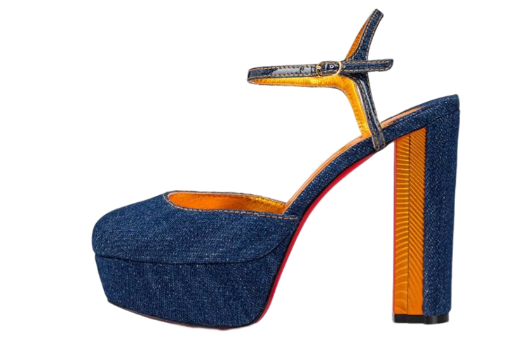 (W) Christian Louboutin Denim Calfskin Sandals 'Blue'