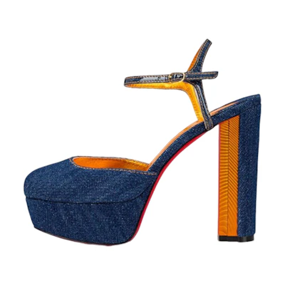 (W) Christian Louboutin Denim Calfskin Sandals 'Blue'