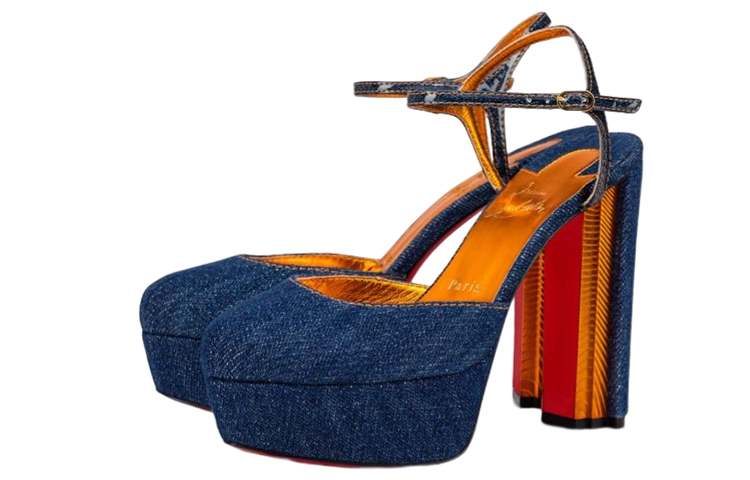(W) Christian Louboutin Denim Calfskin Sandals 'Blue' 圖 2
