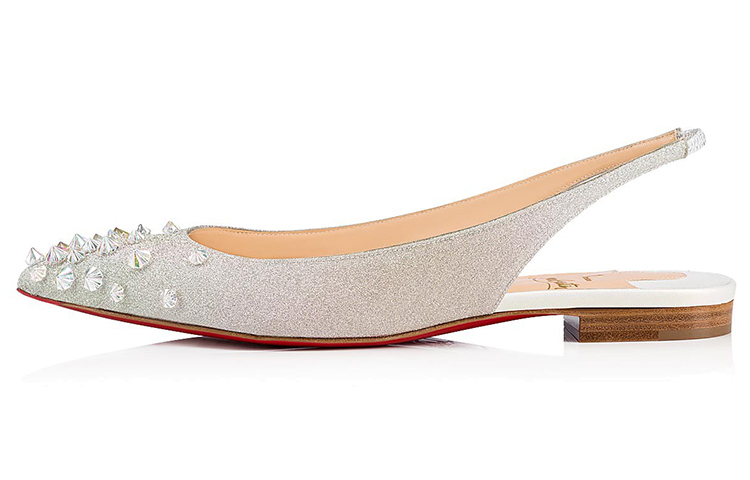 (Women) Christian Louboutin Drama Sling 'Silver' 1191214H679
