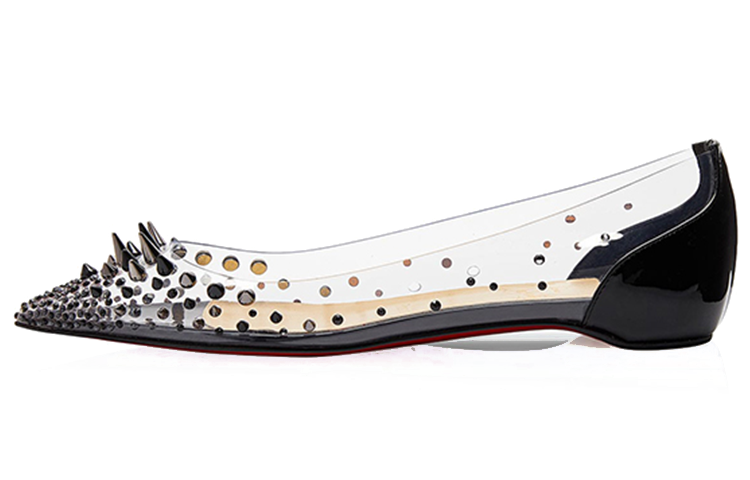 Buy (W) Christian Louboutin平底鞋“黑色水晶铆钉” 3201364J112