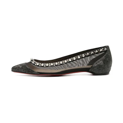 (W) Christian Louboutin Flat 'Black Studs'