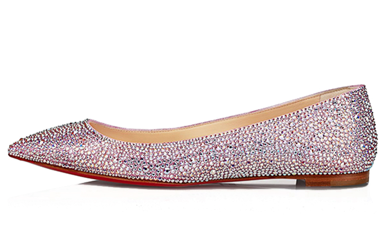 (W) Christian Louboutin Flat 'Crystal Pink Sole'