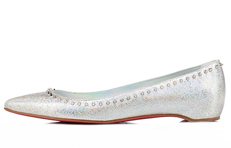 (W) Christian Louboutin Flat 'Silver Studs'