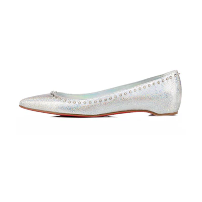 (W) Christian Louboutin Flat 'Silver Studs'