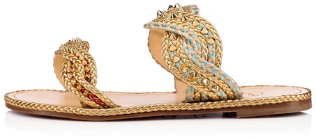 (Women) Christian Louboutin Flat Sandals 'Yellow Woven' 3190548G001 (Women) Christian Louboutin Flat Sandals 'Yellow Woven' 3190548G001