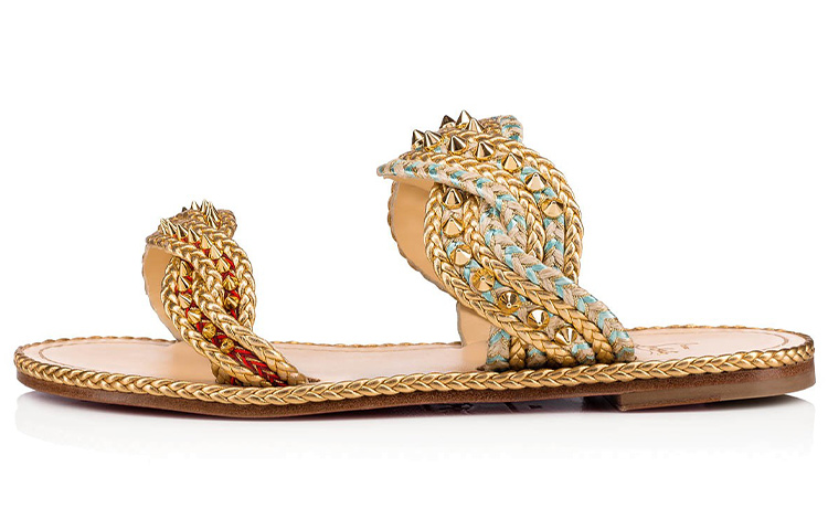 (Women) Christian Louboutin Flat Sandals 'Yellow Woven' 3190548G001