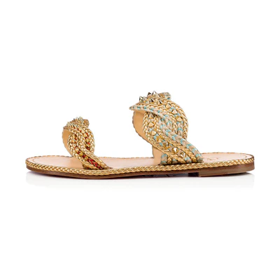 (W) Christian Louboutin Flat Sandals 'Yellow Woven'